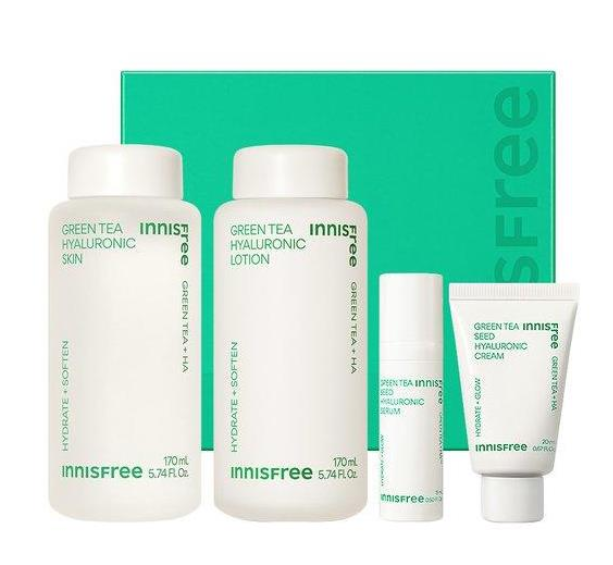 InnisFree Green Tea Hyaluronic Skin Care 2 Piece Skin Toner and Lotion 1Set